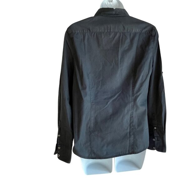 Gap Black Long Sleeve Button-Up Shirt M Womens Casual Cotton 87v - Picture 2 of 9